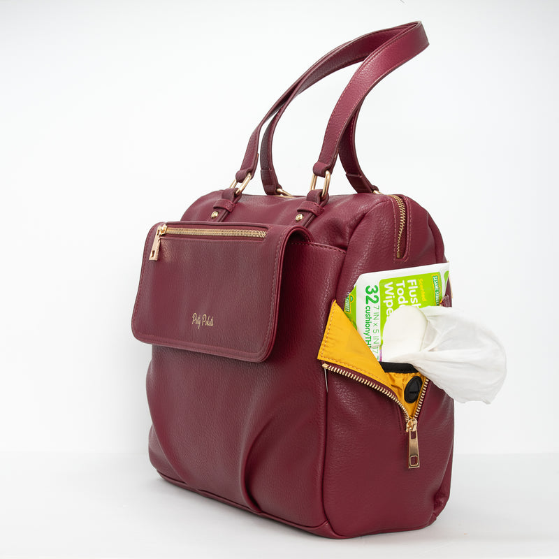 Ajanta Diaper Bag Tote - Burgundy (Bundle) - Pretty Pokets