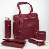 Ajanta Diaper Bag Tote - Burgundy (Bundle) - Pretty Pokets Diaper bag purse