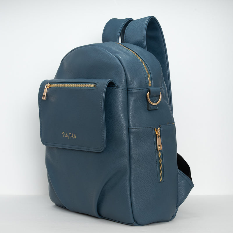 Blue diaper bag backpack baby bag small diaper bag Pretty Pokets diaper bag small diaper bag toddler mom bag mommy bag Shayla Diaper Bag Backpack -Blue - Pretty Pokets