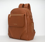 Shayla Diaper Bag Backpack -Brown - Pretty Pokets Brown diaper bag backpack baby bag small diaper bag Pretty Pokets diaper bag small diaper bag toddler mom bag mommy bag Shayla Diaper Bag Backpack - Cognac - Pretty Pokets